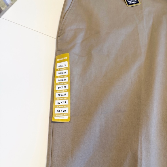 Haggar Big Men Iron Free Premium Comfort Stretch Khaki Dress Pants 50x29 - Picture 9 of 15